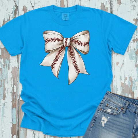 Baseball Bow Comfort Colors Graphic Tee | Game Day Shirt for Baseball Moms and Softball Fans