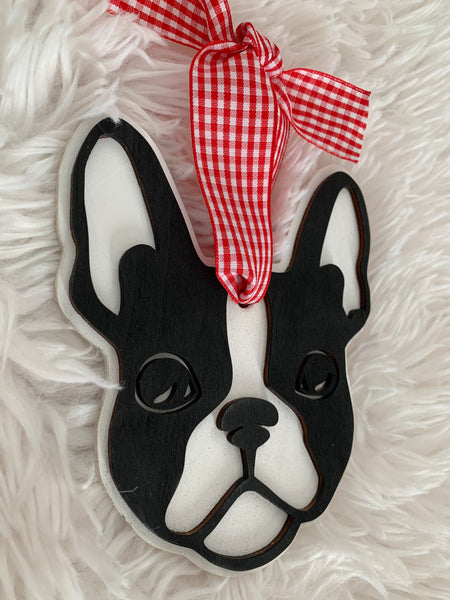 Boston Terrier Ornament | Wooden Decoration Durable Handmade
