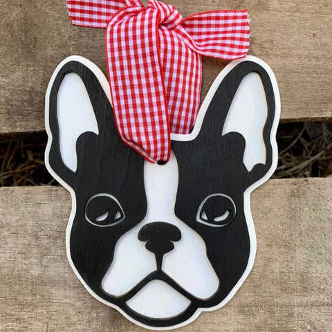 Handmade Wooden Boston Terrier Ornament | Personalized Dog Lover’s Christmas Decor - The Stenciled Barn