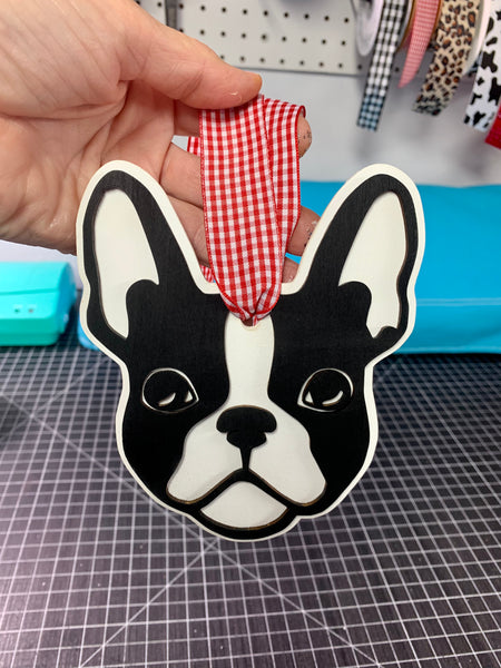 Boston Terrier Ornament | Wooden Decoration Durable Handmade