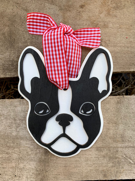 Boston Terrier Ornament | Wooden Decoration Handmade