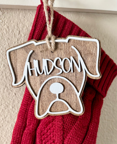 Boxer Dog Ornament | Christmas Stocking Name Tag