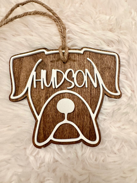 Boxer Dog Ornament | Christmas Stocking Name Tag Handmade