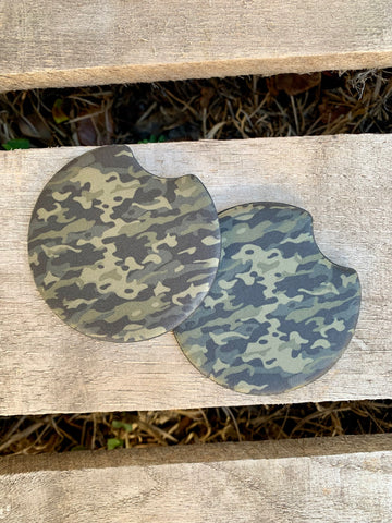 Camouflage Car Coasters | Hunter Outdoorsmen Vehicle Accessory