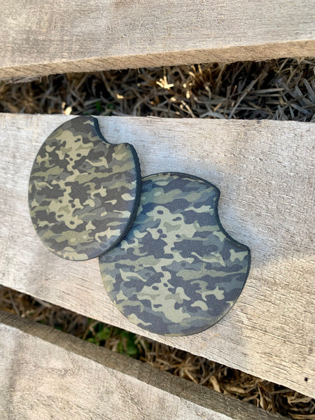 Camouflage Car Coasters | Hunter Outdoorsmen Vehicle Accessory