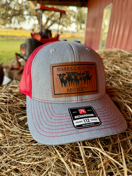 Smells Like Money, Funny Cattleman's Trucker Hat with Patch | Cattleman Trucker Hat | Cattle Rancher Cap Richardson 112
