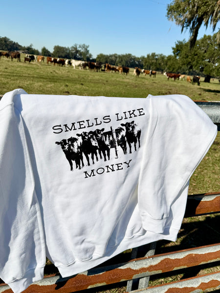 Cattle Rancher Sweatshirt, Smells Like Money Cattleman Cowhand Apparel