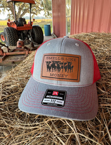 Smells Like Money, Funny Cattleman's Trucker Hat with Patch | Cattleman Trucker Hat | Cattle Rancher Cap Richardson 112