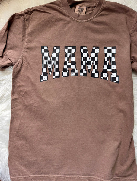 Checkered Mama Comfort Colors T-shirt Espresso 