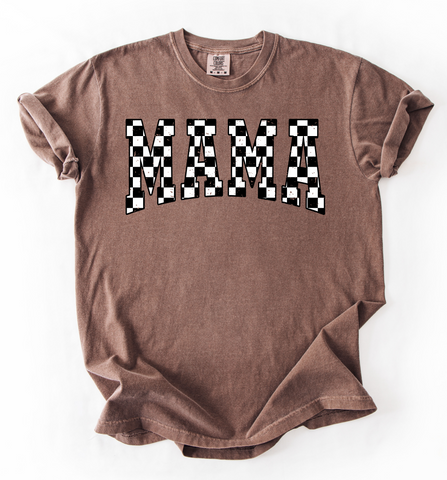 Checkered Mama Graphic T-shirt Comfort Colors Espresso