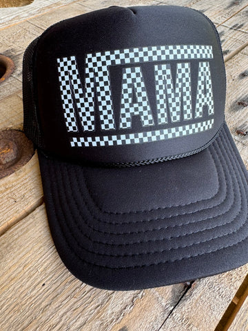 Checkered Mama Hat | Racing Pattern Retro Style Cap