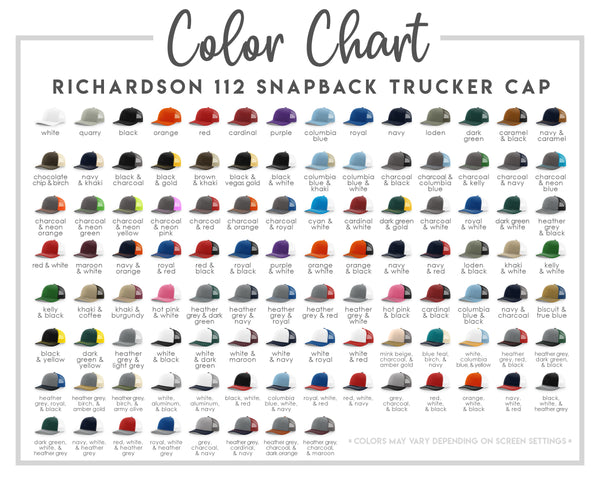 Richard Hats 112 Color Chart
