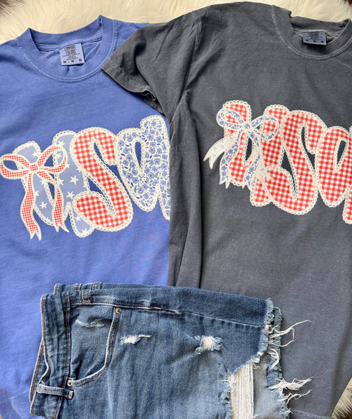 Coquette Gingham USA Graphic | Comfort Colors Tee