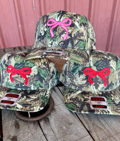 Coquette Red Bow Camo Hat for Women