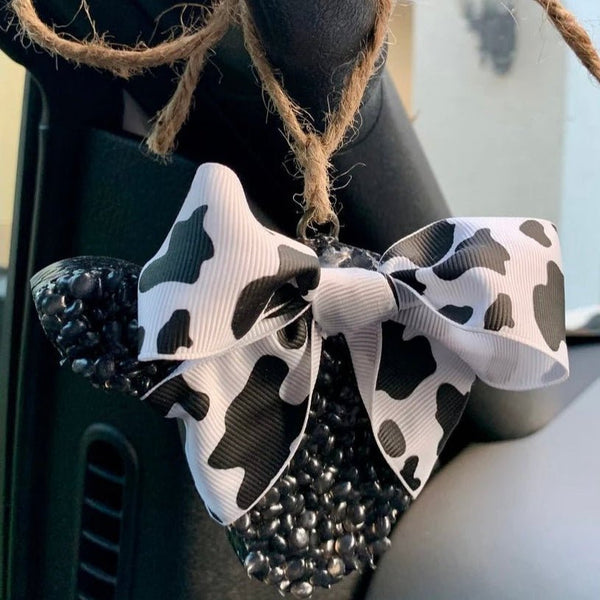 Cow Print Car Freshener | Western Scented Rearview Mirror Accessory - The Stenciled Barn