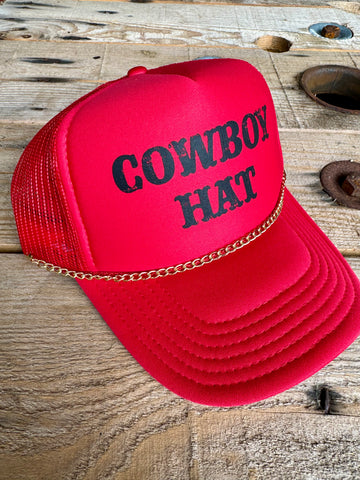 Cowboy Trucker Hat With Metal Chain | Trendy Retro Style Western Inspired Cap