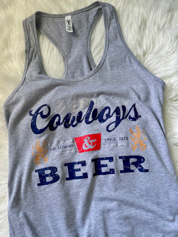 Cowboys & Beer Racerback Tank Top | 
 Summer Country Fashion