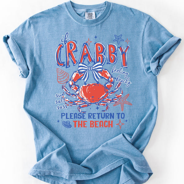 crabby beachy shirt blue comfort colors coastal crab graphic patriotic summer tee