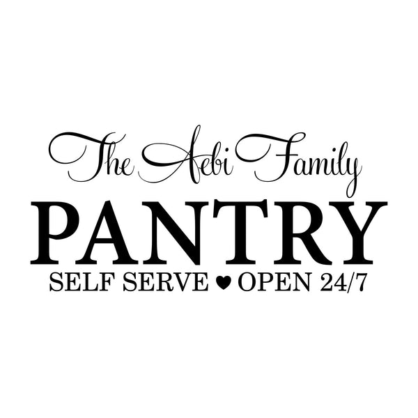 Custom pantry door vinyl decal farmhouse style with family name personalization