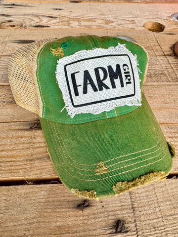 Distressed Farm Girl Hat Raggy Patch Country Girl Fashion