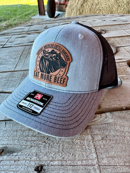 Eat More Beef Hat | Richardson 112 Engraved Leather Patch