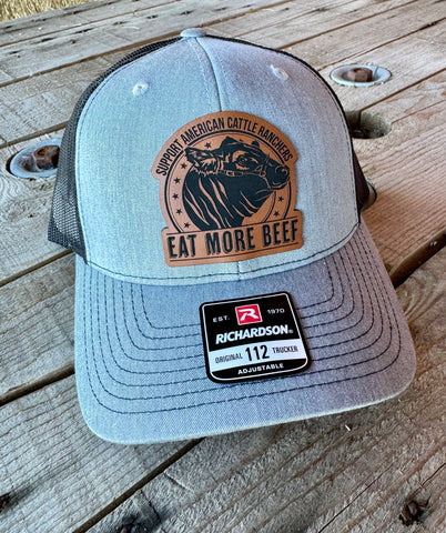 Eat More Beef Hat | Richardson 112 Engraved Leather Patch