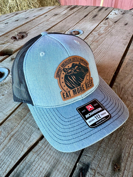 Eat More Beef Hat | Richardson 112 Engraved Leather Patch