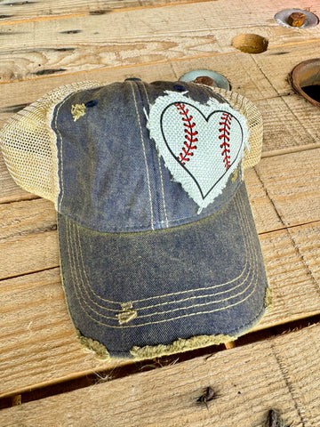 Baseball Heart Patch Hat