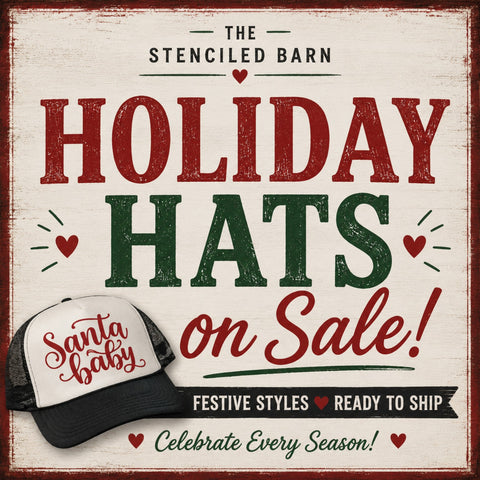 Holiday hats on sale collection featuring ready-to-ship seasonal trucker hats for every season from The Stenciled Barn.