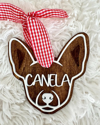 Wooden Chihuahua Ornament