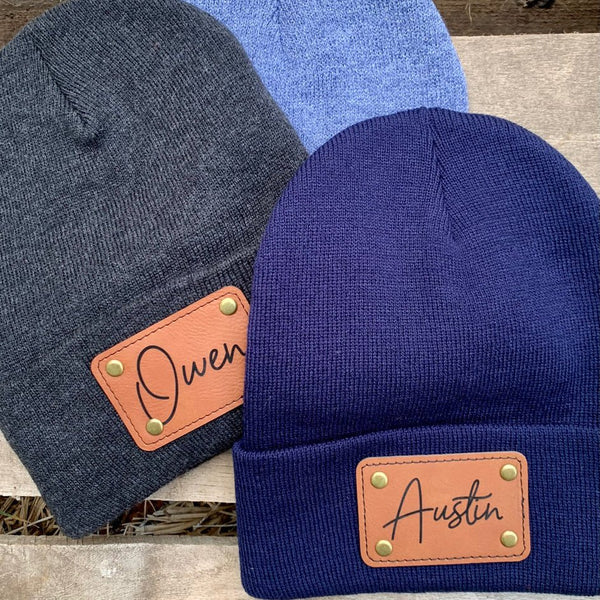 Personalized Kids Patch Beanie | Custom Name Winter Hat for Children - The Stenciled Barn