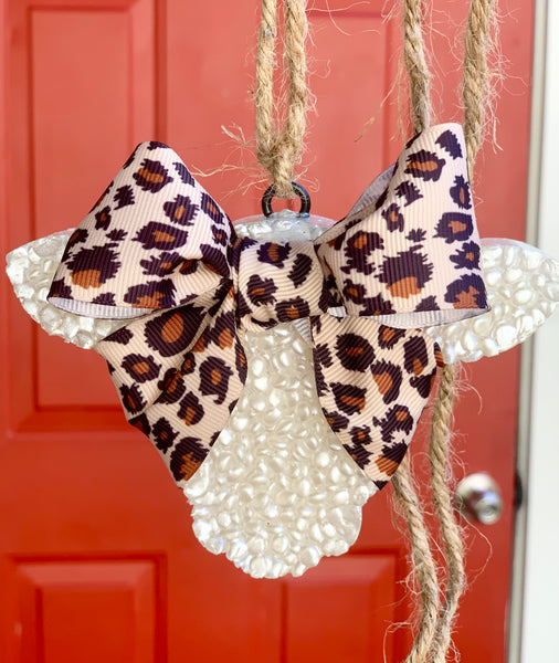 Leopard Bow Cow Car Freshener | Southern Scented Auto Decor
