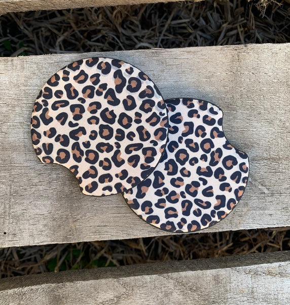Leopard Print Car Coasters | Western Style Auto Decor
