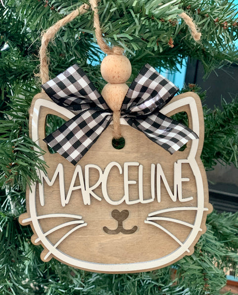 Personalized Pet Ornaments for Dogs & Cats | Handcrafted Christmas Tags Farmhouse Style Wooden Decor