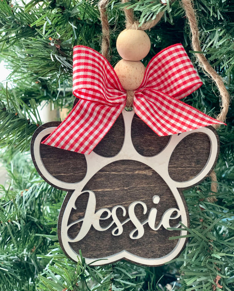 Personalized Pet Ornaments for Dogs & Cats | Handcrafted Christmas Tags Farmhouse Style Wooden Decor
