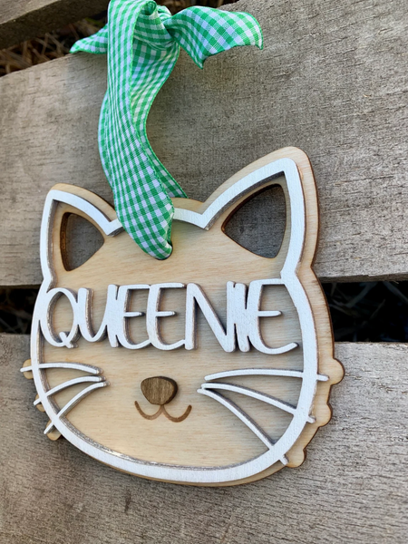 Handmade Cat Name Ornament