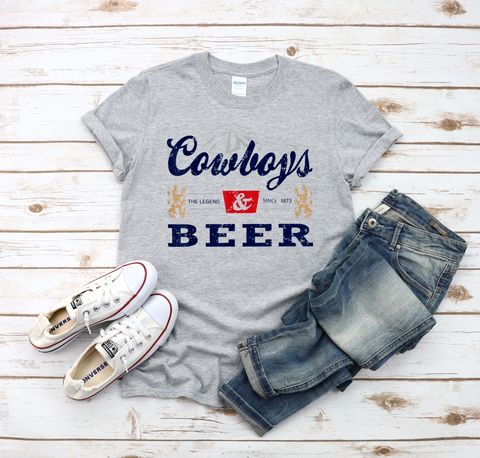 Cowboys & Beer T-shirt Vintage Style