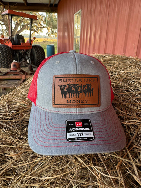Smells Like Money, Funny Cattleman's Trucker Hat with Patch | Cattleman Trucker Hat | Cattle Rancher Cap Richardson 112
