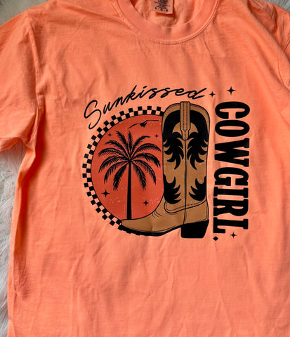 Sunkissed Cowgirl Summertime Graphic Tee | CC Neon Cantaloupe