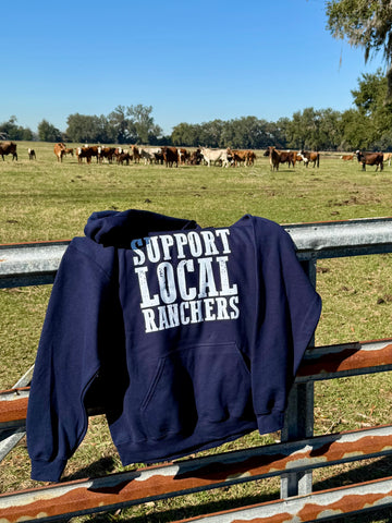 Support Local Ranchers Hoodie, Unisex Country Themed Winter Apparel