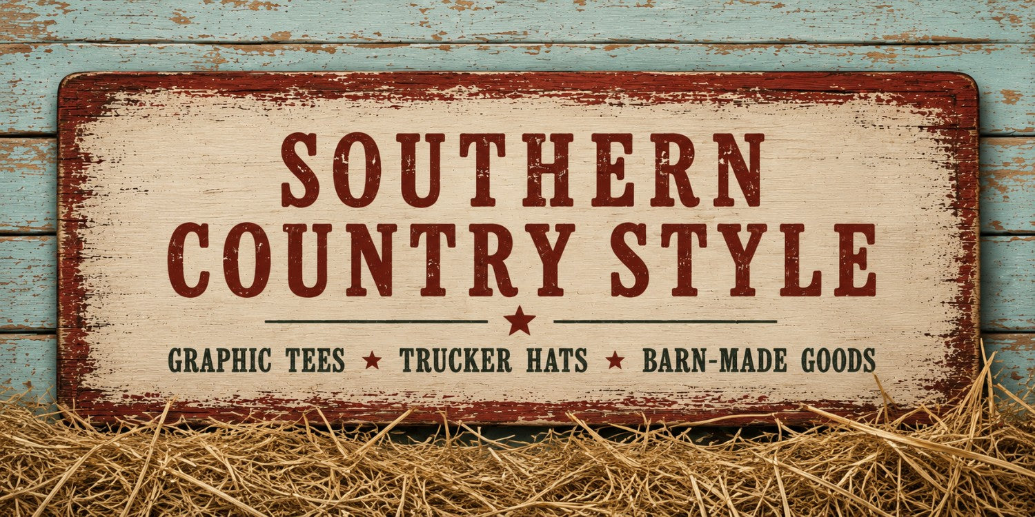 Southern country style graphic tees, trucker hats and barn-made goods from The Stenciled Barn