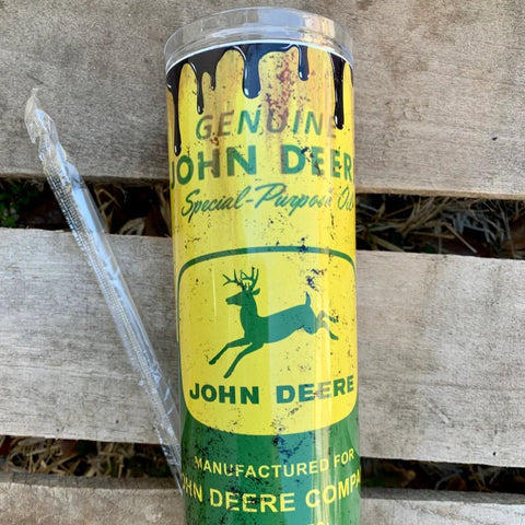 Vintage Tractor Oil Can Tumbler | 20oz Farm - Themed Stainless Steel Cup - The Stenciled Barn