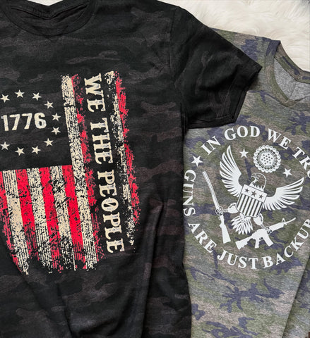 We The People USA Flag T-Shirt | Patriotic Graphic Tees | Camo Shirts for Men