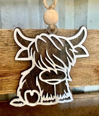 Wooden Highland Cow