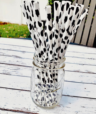 Cow Print Straws | Western Theme 9" Tall for Drinking