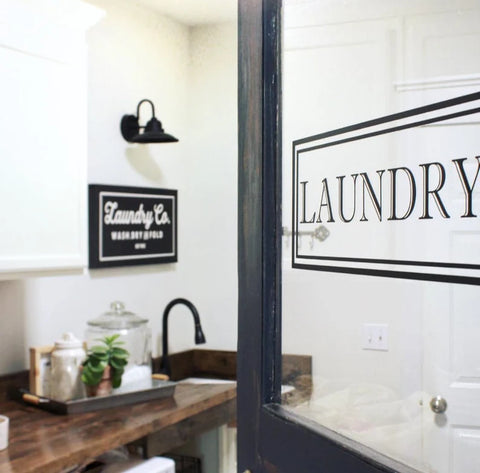 Laundry Door Decal | Farmhouse Style Vinyl Lettering Easy To Apply