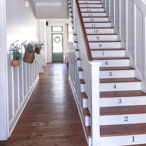Vinyl Stairway Numbers | Farmhouse Stair Riser Decor