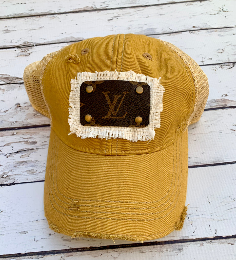 L.V. Patch distressed camo hat .